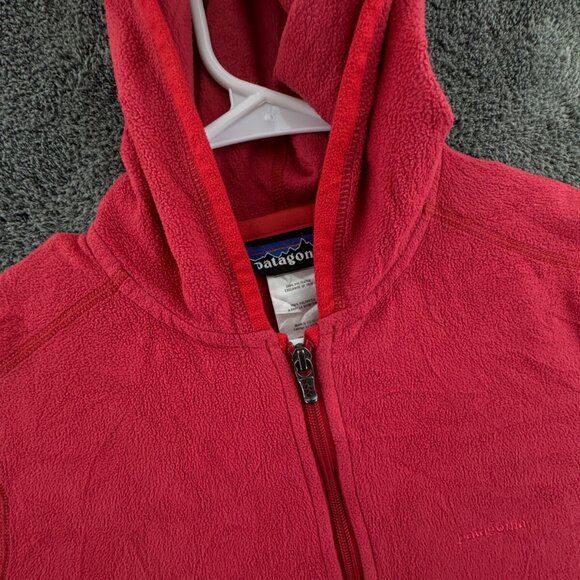 Patagonia Women’s Jacket Adult Fleece Red Hooded Small Full Zip W/ Logo, Pockets - Picture 6 of 16